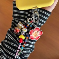 Black Leather Hot Girl hello Kitty Mobile Phone Chain Original Island Sunflower ccd Camera Pendant B