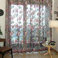 【Beauroom】 Home Curtain Panel 1*2.5m Floral Voile Door Window Valances Decoration Large inventory hot selling