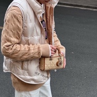 dior Lady D-joy迷你編織拼皮橫版黛妃包17*10 9新配件肩帶塵袋