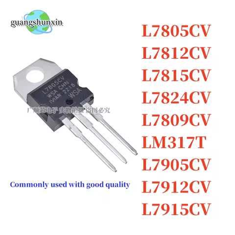 10pcs (M) NEW L7805CV L7812CV L7815CV L7824CV L7809CV LM317T L7905CV L7912CV L7915CV TO-220 Triode v