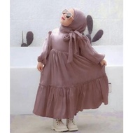 Arsyila Kids + Jilbab Baju Gamis Muslim Anak Usia dari 5-9 Tahun Dress