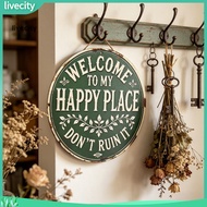 livecity|  Happy Land Sign Nature Wood Hanging Happy Land Rustic Wooden Garden Sign Weather-resistan