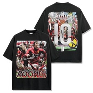 ล้างแขนสั้นลูกเรือคอเสื้อยืด Wayne Rooney พิมพ์หลวม Fit สไตล์อเมริกัน Retro Casual เสื้อยืดสําหรับชา