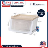 THE 28/42/54L Large Capacity Storage Box With Transparent Lid Stackable Toy Snack Storage Cabinet