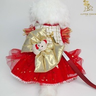 Glitter Pooch Harness ชุดรัดอก สายจูง เสื้อผ้า สุนัข หมา แมว สัตว์เลี้ยง พร้อม สายจูง รุ่น Santy Let