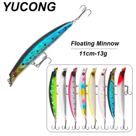 YUCONG 1PX Floating Minnow Bait 11cm-13g Noisy Fishing Lure Casting Wobbler Artificial Hard Bass Isc
