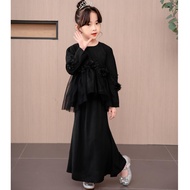 Muslimah Baju Kurung Peplum Baju Raya Budak Perempuan 2025 Hitam Nude Navy