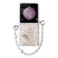 PU Leather Floral Rabbit Pattern Magnetic Phone Case, Supports Wireless Charging, Comes With A Wrist