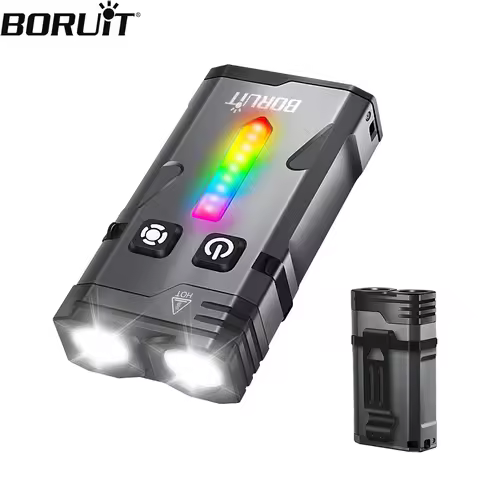 BORUiT EV10 EDC LED Keychain Flashlight RGB Light 1100LM Portable Mini Torch With Magnet Type-C Char