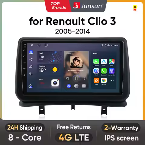 Junsun V1 AI Voice Wireless CarPlay Android Auto Radio for Renault Clio 3 2005-2014 4G Car Multimedi