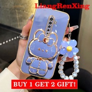 Casing OPPO Reno 2F reno2 F reno 2 F reno 2 phone case Softcase Electroplated silicone shockproof Protector  Cover new design Rabbit makeup mirror with holder for girls DDTHK01