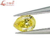 GEMID ได้รับการรับรอง HPHT เพชร 0.504ct Pear Brilliant Cut แฟนซีสีเหลืองสดใส SI1 2EX หลวม Lab Grown