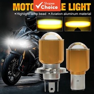 LED Headlight Bulb Hi Lo Dual Color H4 BA20D Metal Housing Projector Lens Front Lamp