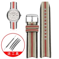 Strap Stainless Steel Strap Universal Strap Strap Canvas Watch Strap Substitute Burberry BU7600|7601|7602 Fashion Check Pattern Nylon Strap 22mm Male