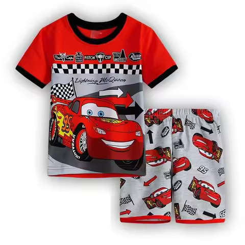 New Summer Kids Pyjamas Children Sleepwear Baby Set Boys Girls MC Queen Cars Short Pijamas Cotton Ni