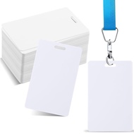 []-100 Pcs White PVC Cards with Slot Punch on Short Side Vertical Slot Punch Card Blank Credit Cards