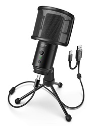 USB Desktop PC Microphone with Pop Filter for Computer and Mac, Studio Condenser Mic with Gain Knob