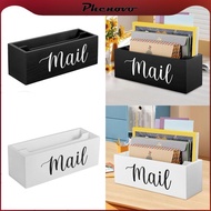 [Phenovo] Countertop Mail Holder, Rustic Wood Mail Organizer, Mail Tray, Envelope Holder,