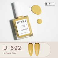 สีทาเล็บกึ่งเจล U-DELI U-692 Vegan Nail Polish สีเหลืองพาสเทล มินิมอล  ไม่ต้องอบ Pigmetแน่น สีสวย  ไ