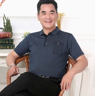 Áo Thun Nam Trung Niên Ngắn Tay Chất Thun Cotton Co Dãn Áo Polo Trung Niên Cộc Tay Tặng Bố Sang Trọn
