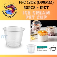 12OZ 98MM ICE CREAM PET CUP / PET CUP / FLAT LID / DOME LID / STRAWLESS LID