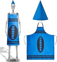12 ft Giant Sized Halloween Skeleton Costume Set Extra Large Color Crayon Apron and Funny Gnome Cone
