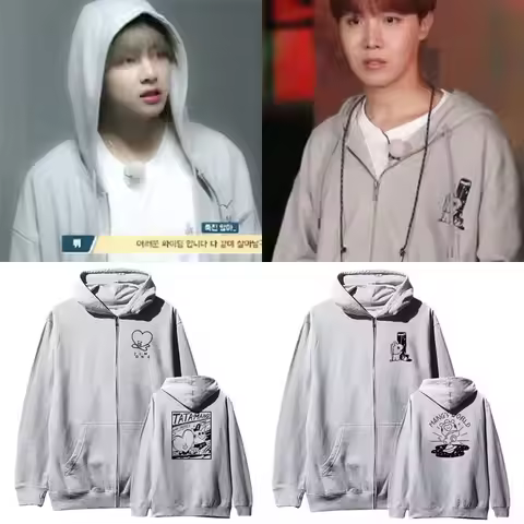Kawaii BT21 Sweatshirt Hoodie with Spring Fall Clothes Zipper Tops Boys and Girls Soft Loose Casual