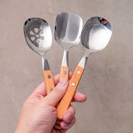 Large stainless steel spoon 410 stainless steel with wooden handle 3 types ANGIHOME