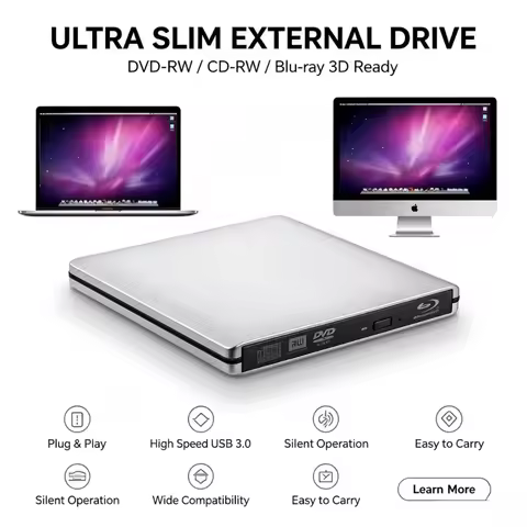 External USB3.0 Bluray Burner Writer Optical BD-RE Recorder 3D BD-ROM Blu-Ray Reader Bluray Play DVD
