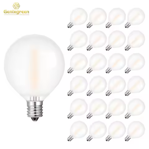 Genixgreen G40 Frosted Glass LED Bulbs E12 C7 Screw Base Warm White 2700K 1W Dimmable Globe Bulb For