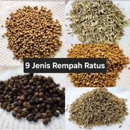 Biji Ketumbar, Jintan Manis, Halba, Lada Hitam, Kayu Manis, Cengkih, Pelaga, Bunga Lawang, Jintan Pu