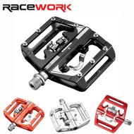 RACEWORK Bicycle pedal Mountain Bike Locking Pedal Turn Flat Pedal Aluminum Alloy SPD Clipless Pedal