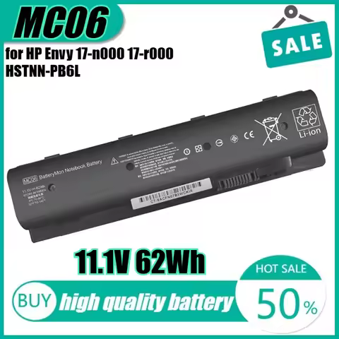 11.1V 62Wh MC06 Laptop Battery for HP Envy 17-n000 17-r000 M7-n000 HSTNN-PB6L MC04