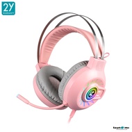 หูฟังเกมมิ่ง Tsunami M10  Pink 7.1 Surround Sound  Software RGB Gaming Headset รับประกันสินค้า 2 ปี