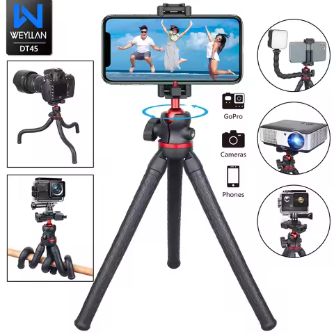 WEYLLAN DT5 Flexible Octopus Tripod for Phone DSLR Camera Remote Control Portable Versatile Tripod F