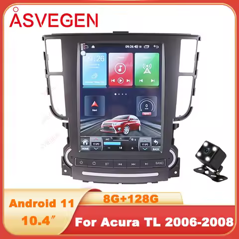 10.4" Android 11 Car Multimedia Radio Player For Acura TL 2006-2008 With Tesla 128G Carplay Auto Ste