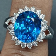 CINCIN WANITA BATU PERMATA SERAI BIRU ASLI TEMBAGA PUTIH SYILING SINGAPORE  PILIHAN EKSKLUSIF KUALIT