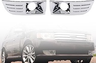 Pair(2) Fog Light Trim Set Left And Right Chrome Compatible With 2009 2010 2011 2012 F-ord Flex 3.5L
