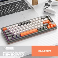 FREE WOLF M68 Gaming Wireless Keyboard Bluetoot Tri-Mode Connection PBT Ball Cap Rainbow Light