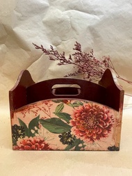 歲末出清 手提分隔盒 遙控器盒 木盒 五格 收納 紙藝拼貼 蝶古巴