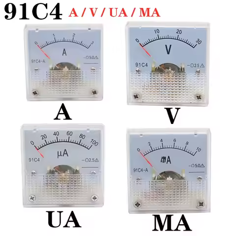 91C4 Ammeter DC Analog 1A 2A 3A 5A 10A 20A 30A 50A 100A 200A 300A 500A Panel Mechanical Pointer Type