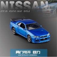 [พร้อมส่ง🔥] โมเดลรถเหล็ก Nissan Skyline GTR R34 1:32 โมเดลรถยนต์ รถเหล็ก ของขวัญ  แฟน ของเล่น