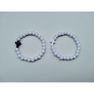 G98 WORLD BALL PEARL CROSS BRACELET FILLED WITH LUXURY WHITE BALL 8MM