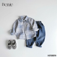 Set bộ cho bé trai áo sơ mi dài tay kẻ Coolboy kèm quần jean dài size 9tới 28kg BERNIE KIDS H0725B79