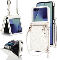 XIZYO Crossbody Zip Leather Wallet Flip Case for Samsung Galaxy Z Flip 7, with Adjustable Removable 