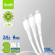 MDW New Gudi Cable L36 Fast Cable Charger 3in1 2.4A Cable Only For V8,TYPE C, iOs FAST CHARGER