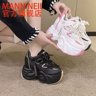 2025新款2025春季10cm内增高女鞋厚底真皮老爹鞋女百搭轻便运动休闲鞋Women's shoes with height increase within 10cm in spring 20252