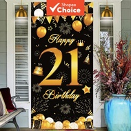 Birthday Decoration Banner 21st  for Men – Black Gold Door Sign
