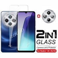 Redmi 14C 4G 2In1 Tempered Glass Full Screen Protector Film with Camera Lens Protector For Redmi 14C