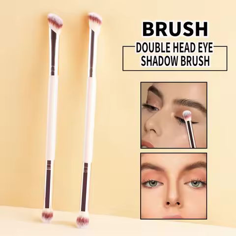 Dual Sided Eye Shadow Brush Set 2 Pieces Multifunctional Eye Blending Shader Brush Daily Eye Make Up